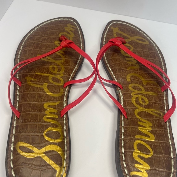 Sam Edelman Gerianne Leather Flip Flops Thongs Size 6 - Red LEATHER Classic Boho - Picture 3 of 11